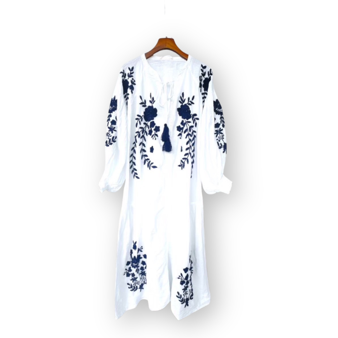 【8月下旬発送】手刺繍ワンピース【Ame'】オーガニックコットン100％
